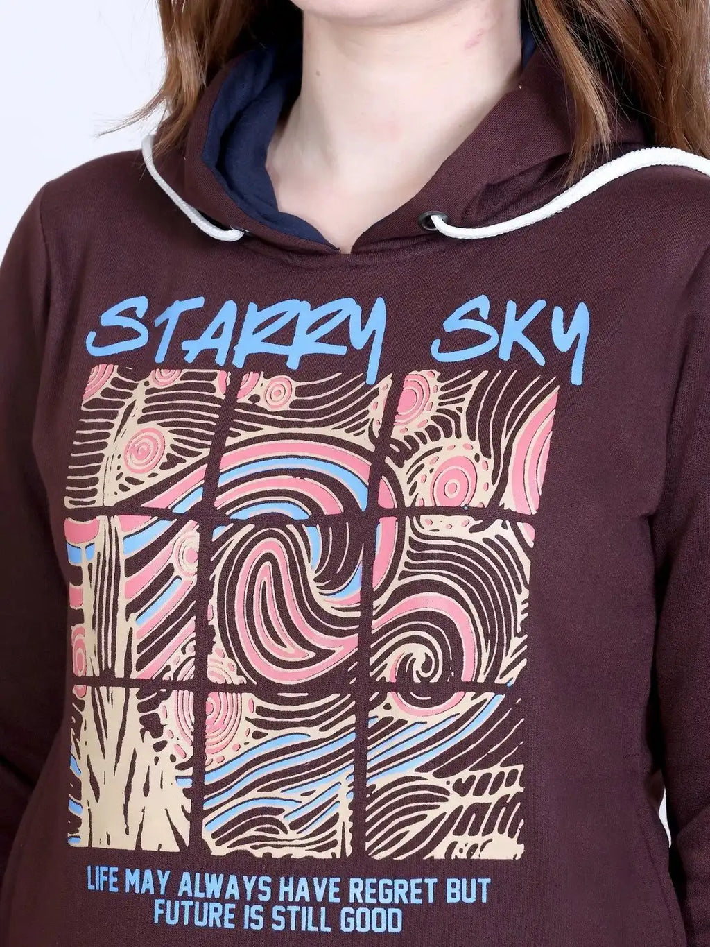 Women Printed Hooded Sweatshirt
