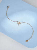 London Women Gold-Plated & White Crystals Dragonfly Clasp Charm Bracelet