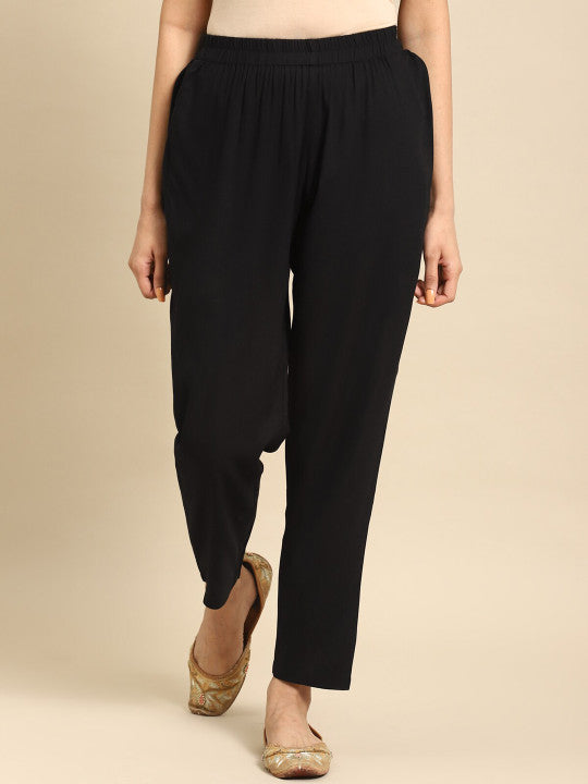 Women Relaxed Straight Leg Ethnic Trousers