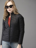 Women Black Solid Puffer Jacket