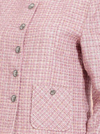 Self Design Collarless Single-Breasted Blazers