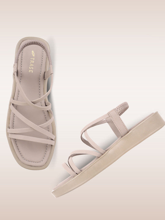 Strappy Open Toe Flats with Bows