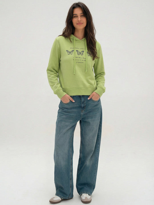 Women Printed Hooded Sweatshirt