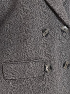 Self Design Notched Lapel Double-Breasted Casual Blazer