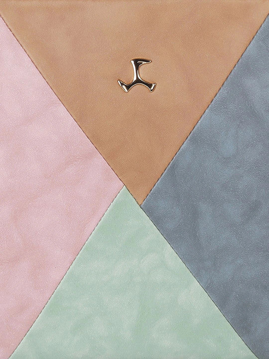 Geometric Colourblocked Detachable Strap Zip Detail Structured Sling Bag