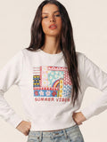 Women White Printed Sweatshirt