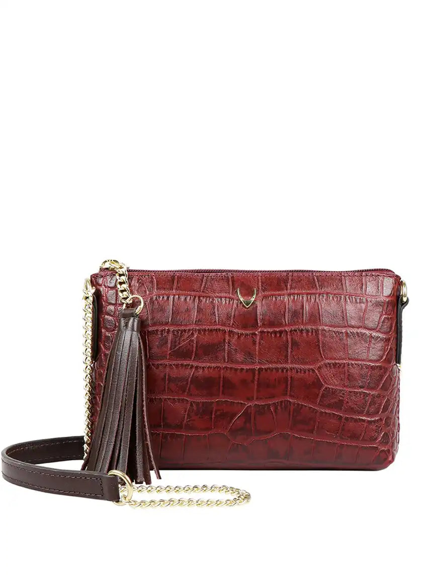 Opihi W Animal Leather Tasselled Structured Sling Bag
