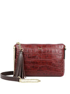 Opihi W Animal Leather Tasselled Structured Sling Bag