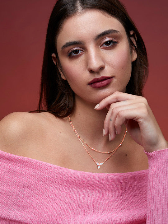 Brass Rose Gold-Plated Handcrafted Pendant Necklace