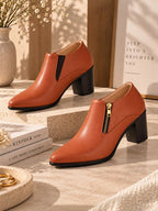 Women Pointed Toe Zip Regular Boots