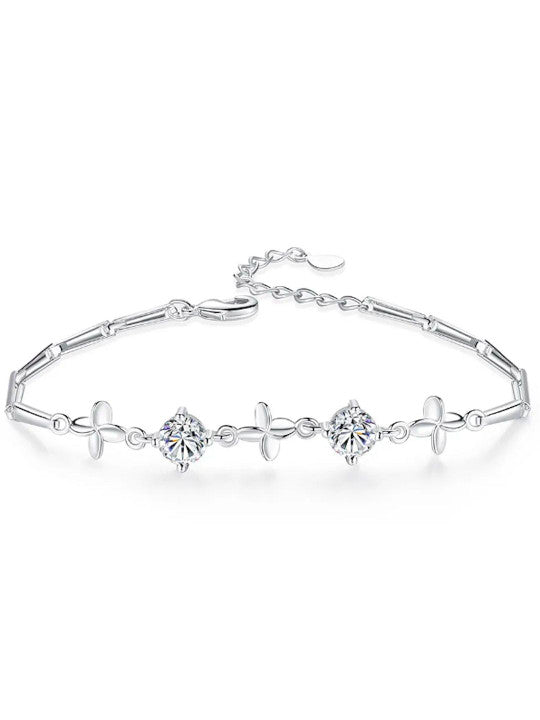 Women Cubic Zirconia Silver-Plated Charm Bracelet