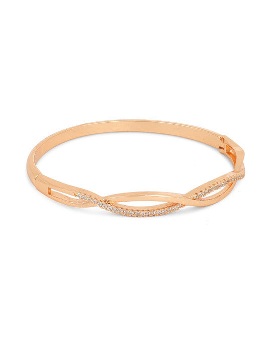 Rose Gold-Plated American Diamond Studded Kada Bracelet