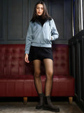 Powder Women Spread Collar Solid Lightweight Bomber Jacket