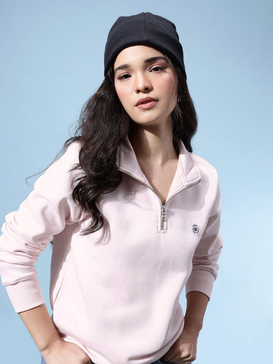 Mock Collar Half-Zipper Sweatshirt
