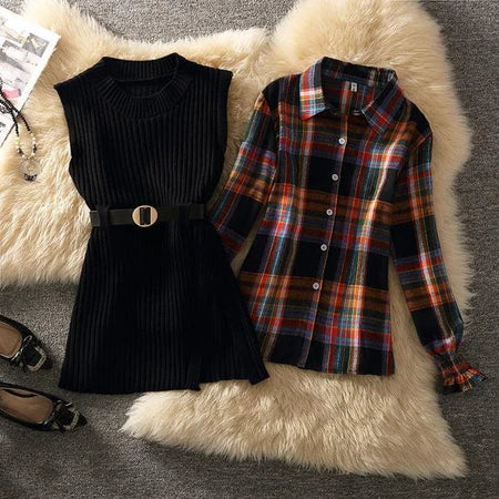 Aurica Two Piece Set With Belt In Black