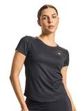 Women Rapid Dry Gym Training Solid Polyester Round Neck T-shirt
