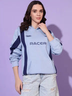 Women Colourblocked Hooded Sweatshirt