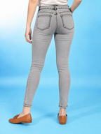 Women Grey Slim Fit High-Rise Heavy Fade Stretchable Jeans