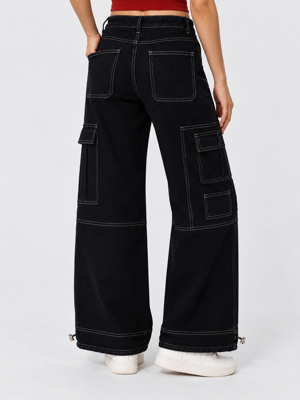 Women Wide Leg Mid-Rise Jeans