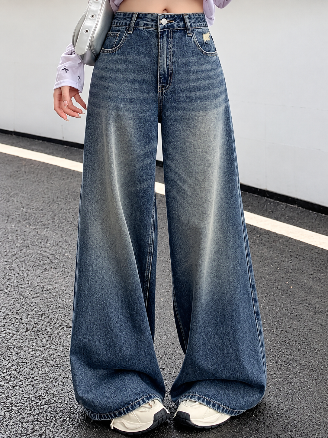 The Roadster Life Co. Smart Wide Leg High-Rise Mildly Distressed Heavy