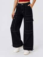 Women Wide Leg Mid-Rise Jeans