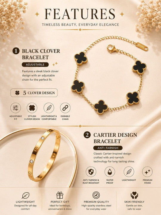 Women 2 Cubic Zirconia Gold-Plated Charm Bracelet