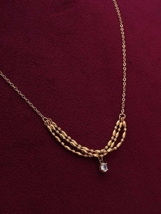 Stainless Steel Gold-Plated Cubic Zirconia Necklace