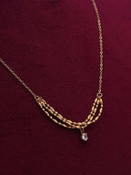 Stainless Steel Gold-Plated Cubic Zirconia Necklace