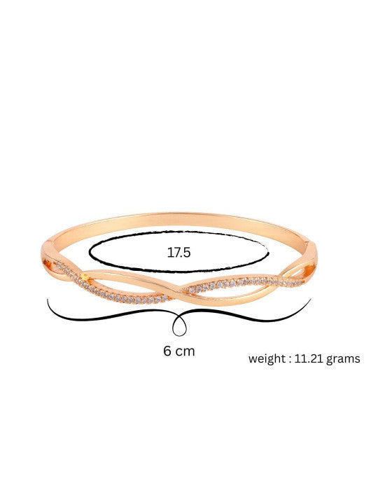Rose Gold-Plated American Diamond Studded Kada Bracelet