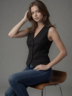 Sleeveless Slim Fit Waistcoat Top