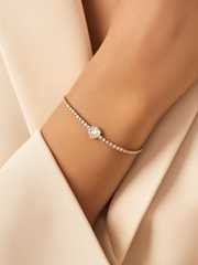 18K Gold Plated Cubic Zirconia Studded Statement Tennis Link Bracelet