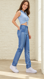 Women Colourblocked High-Rise Straight Fit Jeans