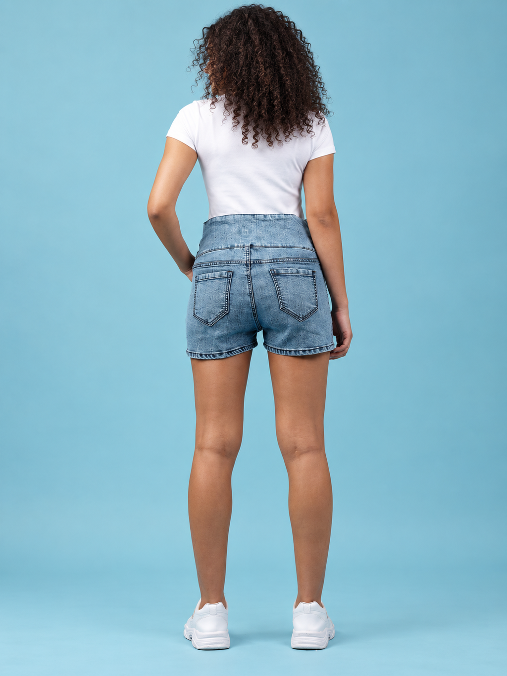 Women Slim Fit High-Rise Denim Shorts