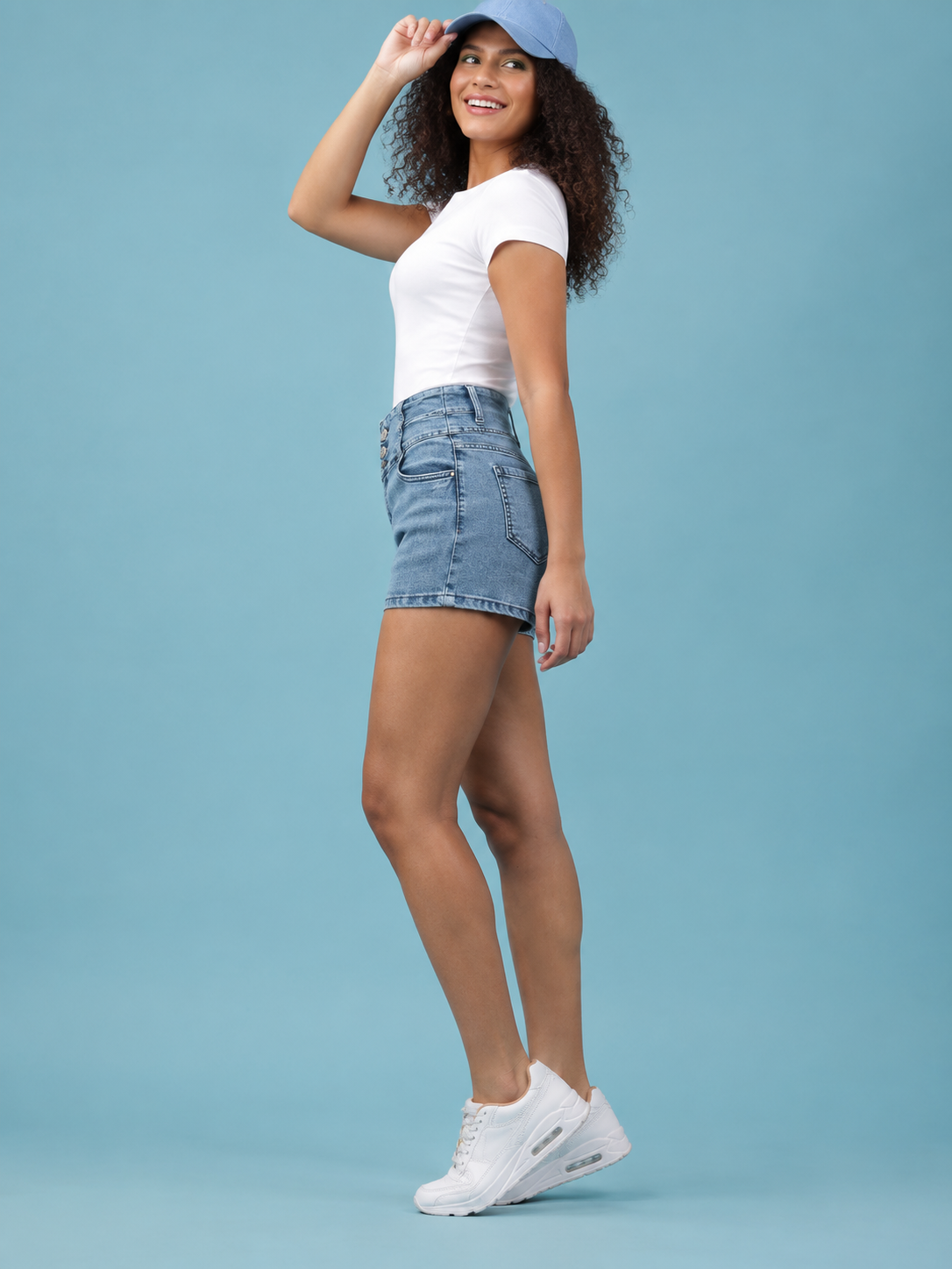 Women Slim Fit High-Rise Denim Shorts