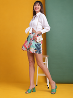 Women Green Floral Printed Loose Fit Regular Shorts