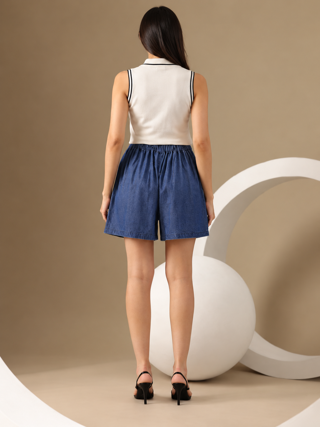 Women High-Rise Relaxed Fit Denim Shorts