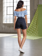 Women Slim Fit High-Rise Denim Shorts