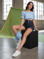 Women Slim Fit High-Rise Denim Shorts