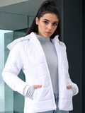Women's Outdoor High Neck Puffer Jacket With Detachable Hood