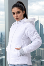 Women's Outdoor High Neck Puffer Jacket With Detachable Hood