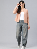 Striped Lightweight Open Front Jacket