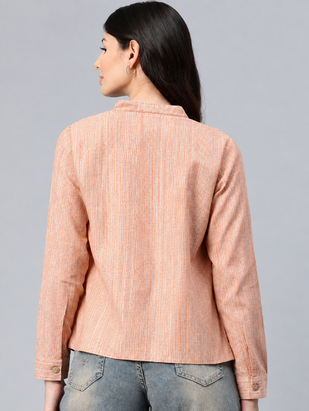 Striped Lightweight Open Front Jacket