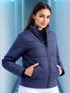 Women Navy Blue Longline Outdoor Padded Jacket