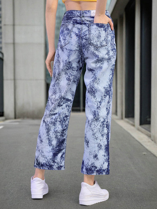 Women Wide Leg High-Rise Clean Look Heavy Fade Jeans