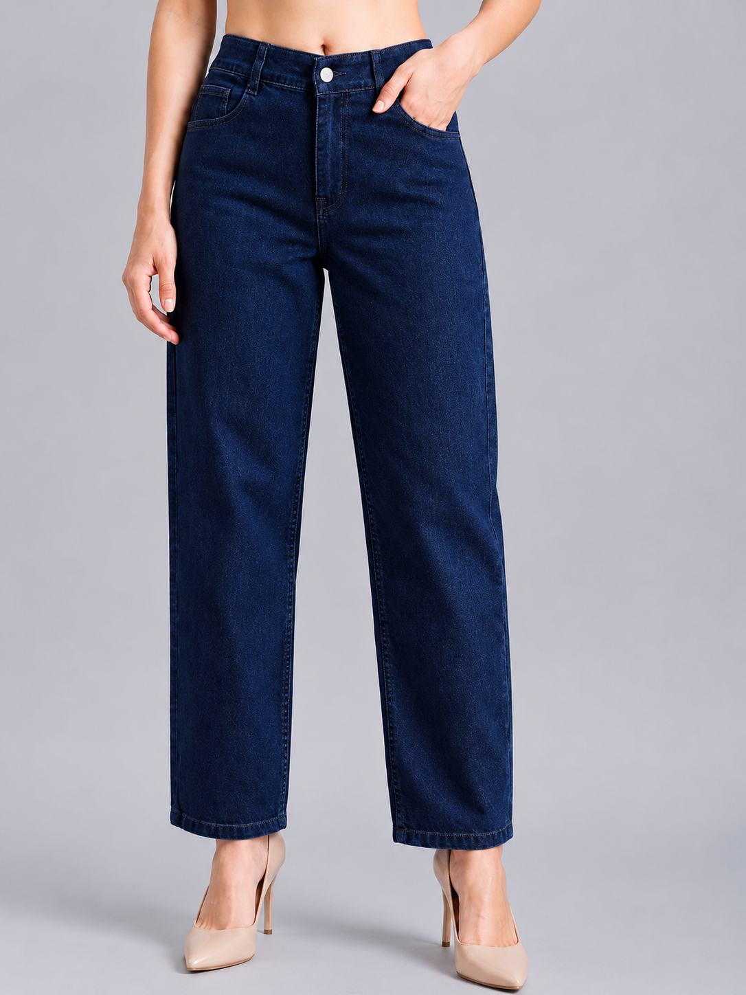 Women Loose High-Rise Stretchable Jeans