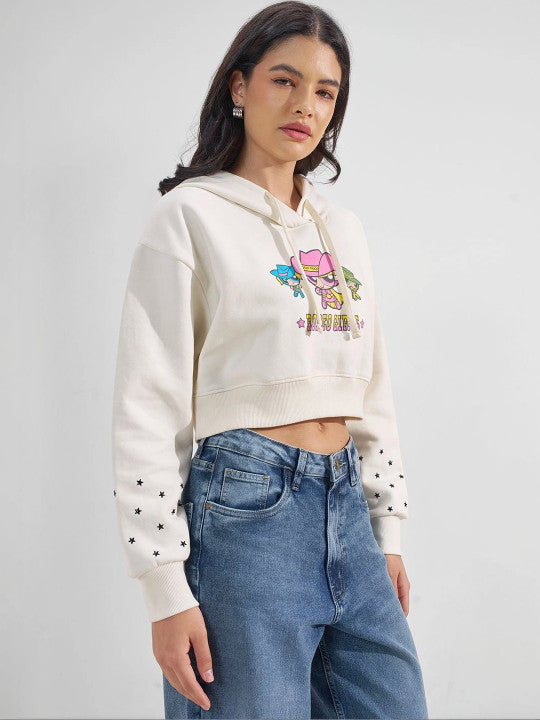 Women Printed Hooded Sweatshirt