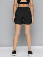 Women Jet Black Rapid-Dry Solid Training Shorts