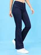Women Bootcut Slash Knee Stretchable Cotton Jeans