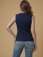 Sleeveless Slim Fit Waistcoat Top