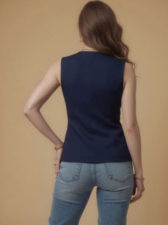 Sleeveless Slim Fit Waistcoat Top